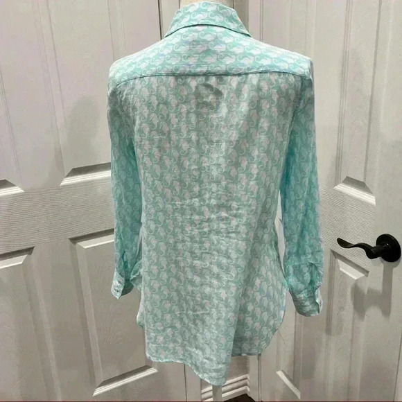 Talbots Petite Sea horse print button front shirt seaside vacation beach - Picture 7 of 9